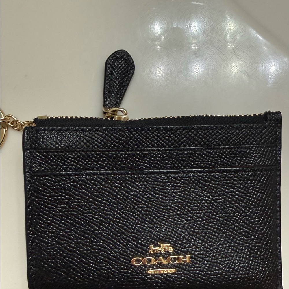 Coach Black Textured Leather Pouch